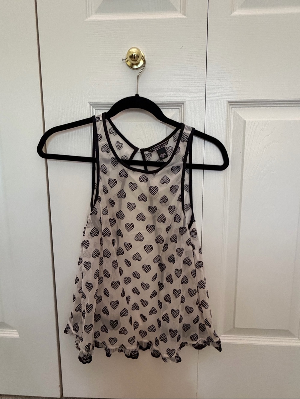 Victoria's Secret Pink Tank Top with Black Heart Print